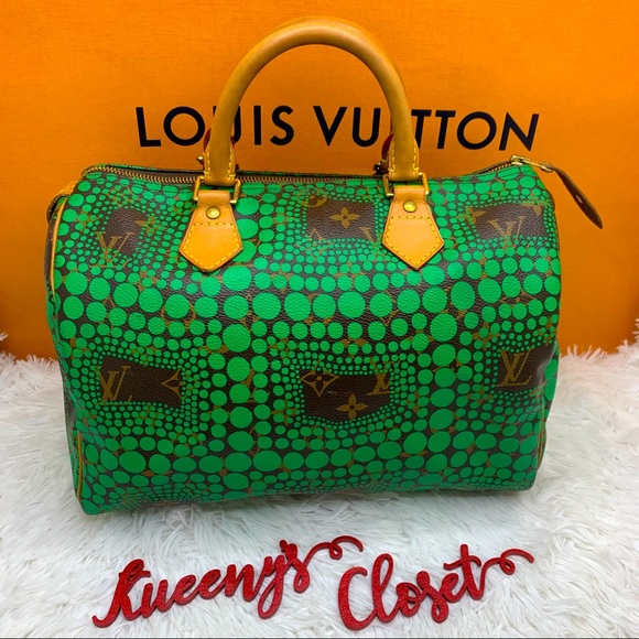 Louis Vuitton Handbags - Louis Vuitton Kusama green dots circles Speedy bag